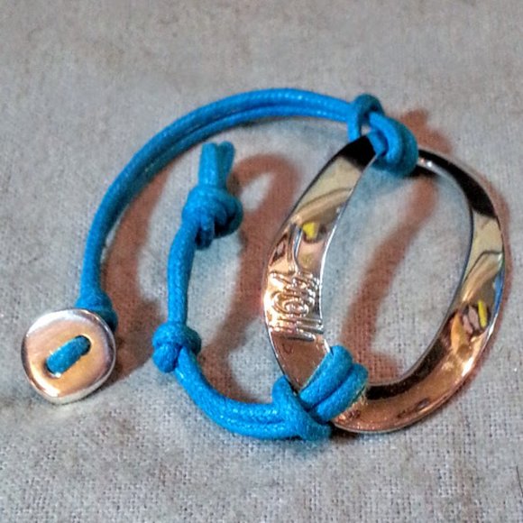 Ippolita sterling silver Blue Cord 7" Bracelet sterling button clasp - Picture 2 of 5